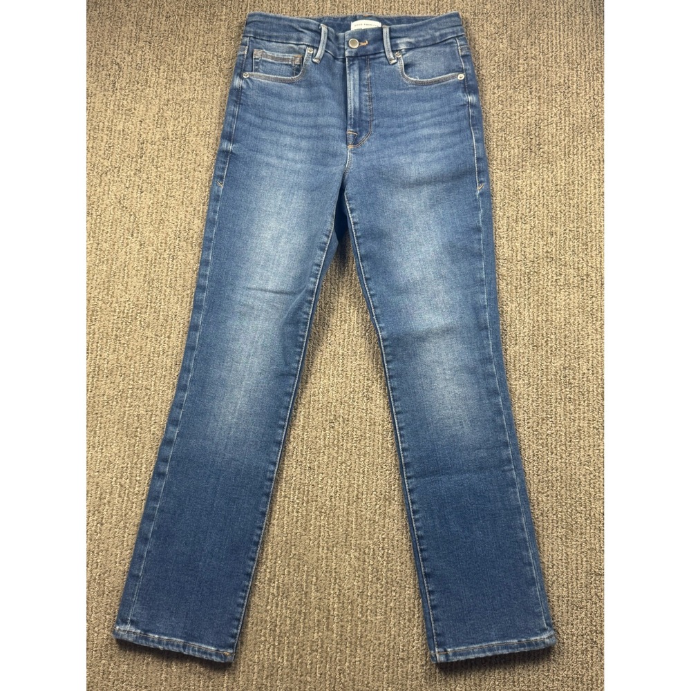 Good American Good Straight Jeans Womens 4/27 Medium Wash Indigo GS014TE
